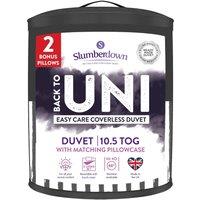 Slumberdown Back to Uni Printed Stripe Grey 10.5 Duvet, 2 Medium Pillows | Size: Single