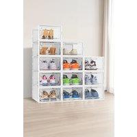 Neo 12 pcs White Large Shoe Storage Box Boxes Transparent Clear Plastic Stackable Organiser