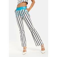 Stripe Monochrome Blue Drip Printed Trousers