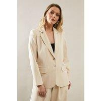 Wallis Women's Pinstripe Single Breasted Blazer in Neutral | Size: 14