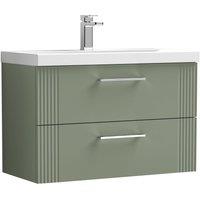 Balterley Wall Hung 2 Drawers Vanity Unit - Mid-Edge Basin 800mm, Satin Green