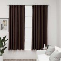 Berkfield Home Linen-Look Blackout Curtains with Hooks 2 pcs Taupe 140x175 cm