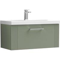 Balterley Wall Hung 1 Drawer Vanity Unit - Mid-Edge Basin 800mm, Satin Green