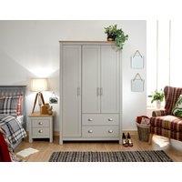 GFW Lancaster 3 Door 2 Drawer Wardrobe in Grey