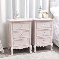 Melody Maison Pair Of Pink 3 Drawer Bedside Tables - Sophia Pink Range in Pale Pink