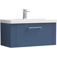 Balterley Wall Hung 1 Drawer Vanity Unit - Mid-Edge Basin 800mm, Satin Blue
