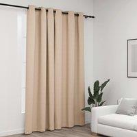 Berkfield Home Linen-Look Blackout Curtain with Grommets Beige 290x245cm | Size: 290x245 cm