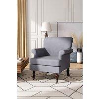 Grey Soft Velvet Armchair with Gourd Shaped Castor Legs