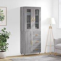 Berkfield Home Highboard Grey Sonoma 69.5x34x180 cm Engineered Wood