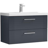 Balterley Wall Hung 2 Drawers Vanity Unit - Mid-Edge Basin 800mm, Satin Dark Grey