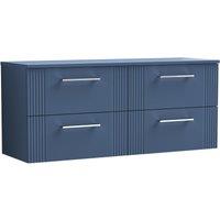 Balterley 4 Drawer Wall Hung Vanity Unit Colour Match Laminate Worktop, Blue 1200mm