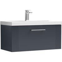 Balterley Wall Hung 1 Drawer Vanity Unit - Mid-Edge Basin 800mm, Satin Dark Grey