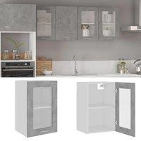 Berkfield Home Hanging Glass Cabinet Concrete Grey 40x31x60 cm Engineered Wood | Size: 40 x 31 x 60 cm