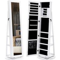 360 Rotating Lockable Jewelry Storage Cabinet With Full Mirror