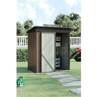 Garden Sanctuary Lockable Metal Outdoor Garden Storage Tool Shed in Brown