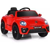 Gymax 12V Beetle Kids Electric Ride On Car With Lights Music & Remote Control in Red