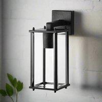 CGC Lighting Black Outdoor Wall Lantern Clear Bevelled Glass Diffuser Down IP44