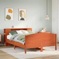 Berkfield Home Bookcase Bed without Mattress Wax Brown 140x200cm Solid Wood Pine | Size: 140x200 cm
