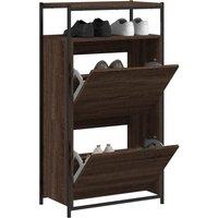 Shoe Cabinet Brown Oak 60x34x112 Engineered Wood
