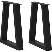 Dining Table Legs V-Shape 2 pcs Black 28x(42-43.3) cm Steel