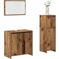 Berkfield Home 3 Piece Bathroom Furniture Set Old Wood Engineered Wood in Brown