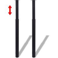 2 Telescopic Table Legs Black 710 mm-1100 mm