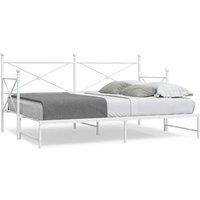 Daybed with Trundle without Mattress White 90x190 cm Steel