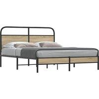 Berkfield Home Bed Frame Without Mattress 160x200 cm Smoked Oak Engineered Wood in Brown