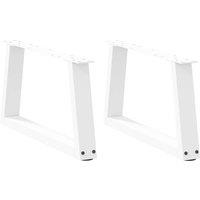 Berkfield Home Dining Table Legs V-Shape 2 pcs White 50x(30-31.3) cm Steel