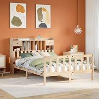 Bookcase Bed without Mattress 150x200 cm King Solid Wood Pine