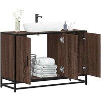 Berkfield Home Bathroom Sink Cabinet Brown Oak 90x33x60 cm Engineered Wood | Size: 90 x 33 x 60 cm