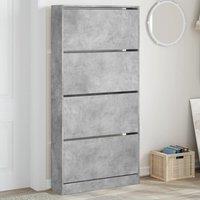 Berkfield Home Shoe Cabinet with 4 Flip-Drawers Concrete Grey 80x21x163.5 cm