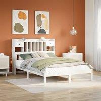 Bookcase Bed without Mattress White 160x200 cm Solid Wood Pine
