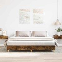Berkfield Home Bed Frame No Mattress Smoked Oak 200x200 cm Engineered Wood in Brown