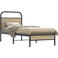 Berkfield Home Bed Frame Without Mattress 80x200 cm Smoked Oak Engineered Wood in Brown
