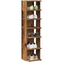 Berkfield Home Shoe Cabinet Old Wood 28x27x102 cm Engineered Wood in Brown | Size: 28 x 27 x 102 cm