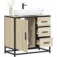 Berkfield Home Bathroom Sink Cabinet Sonoma Oak 65x33x60 cm Engineered Wood in Brown | Size: 65 x 33 x 60 cm