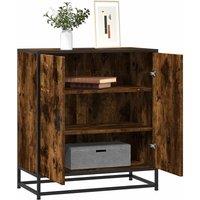 Berkfield Home Sideboard Smoked Oak 68x35x76 cm Engineered Wood & Metal in Brown | Size: 68 x 35 x 76 cm