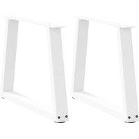 Dining Table Legs V-Shape 2 pcs White 60x(42-43.3) cm Steel