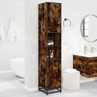 Berkfield Home Bathroom Cabinet Smoked Oak 35x37.5x188.5 cm Engineered Wood & Metal in Brown