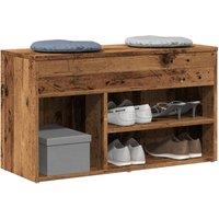 Berkfield Home Shoe Bench Old Wood 80x30x45 cm Engineered Wood in Brown | Size: 80 x 30 x 45 cm