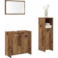 Berkfield Home 3 Piece Bathroom Furniture Set Old Wood Engineered Wood in Brown