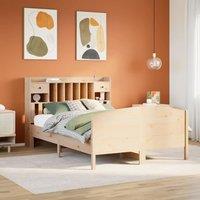 Berkfield Home Bookcase Bed without Mattress 140x200cm Solid Wood Pine in Brown | Size: 140x200 cm