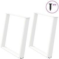 vidXL Dining Table Legs U-Shaped 2 pcs White 100x(72-73) cm Steel
