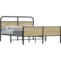 Metal Bed Frame without Mattress Sonoma Oak 160x200 cm