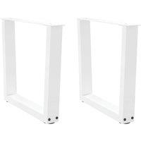 Berkfield Home Dining Table Legs V-Shape 2 pcs White 50x(42-43.3) cm Steel