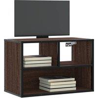 Berkfield Home TV Cabinet Brown Oak 60x31x39.5 cm Engineered Wood & Metal