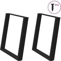 vidXL Dining Table Legs U-Shaped 2 pcs Black 70x(72-73) cm Steel