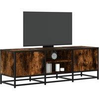 Berkfield Home TV Cabinet Smoked Oak 120x35x41 cm Engineered Wood & Metal in Brown | Size: 120 x 35 x 41 cm