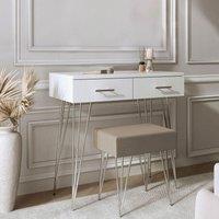 CARME HOME Olivia White Dressing Table & Stool Set